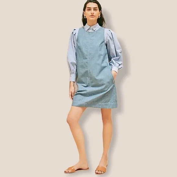 J.CREW Chambray shift dress in spring blossom wash | NWOT - Picture 2 of 12